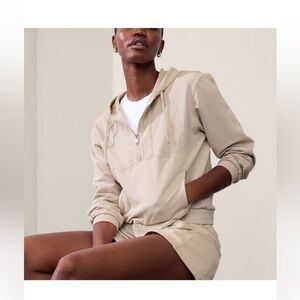 Athleta Retroterry 1/4 zip hoodie.  Black color available